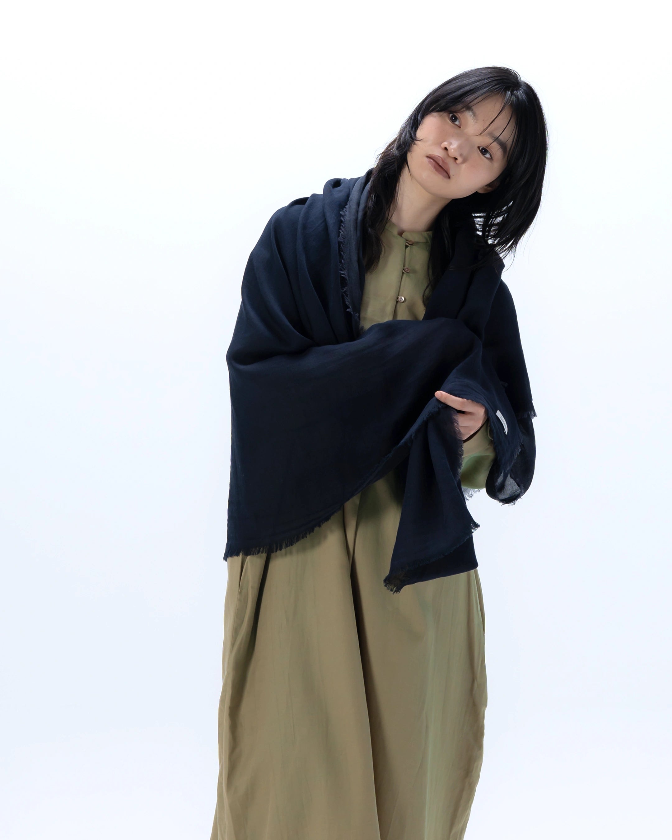 コットンストール ネイビー 無地 綿 心地よい天然素材の播州織