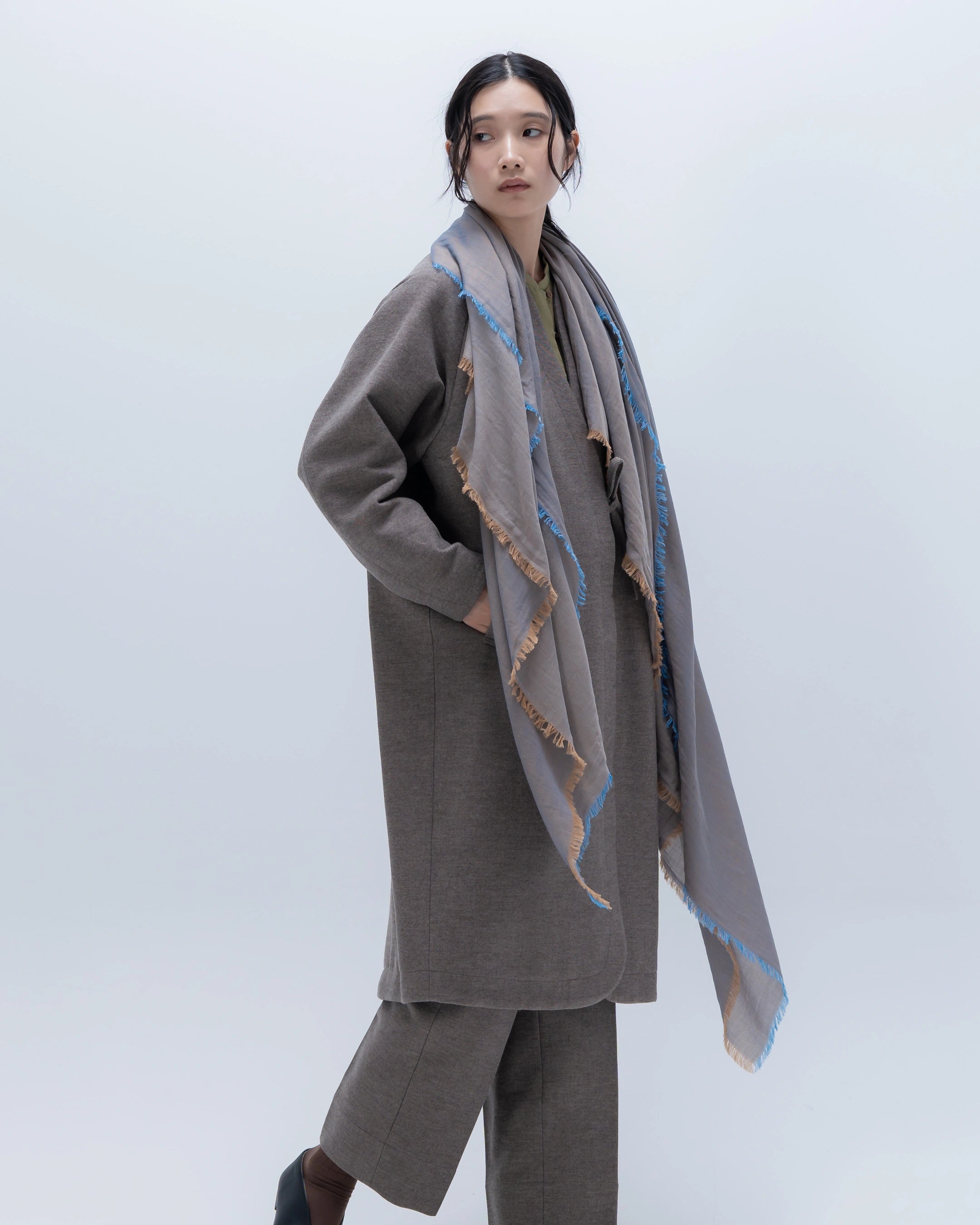 心地よい天然素材の播州織ストール/大判( L・M)/w-face ストール 心地よい天然素材の播州織ストール/大判( L・M)/w-face ストール