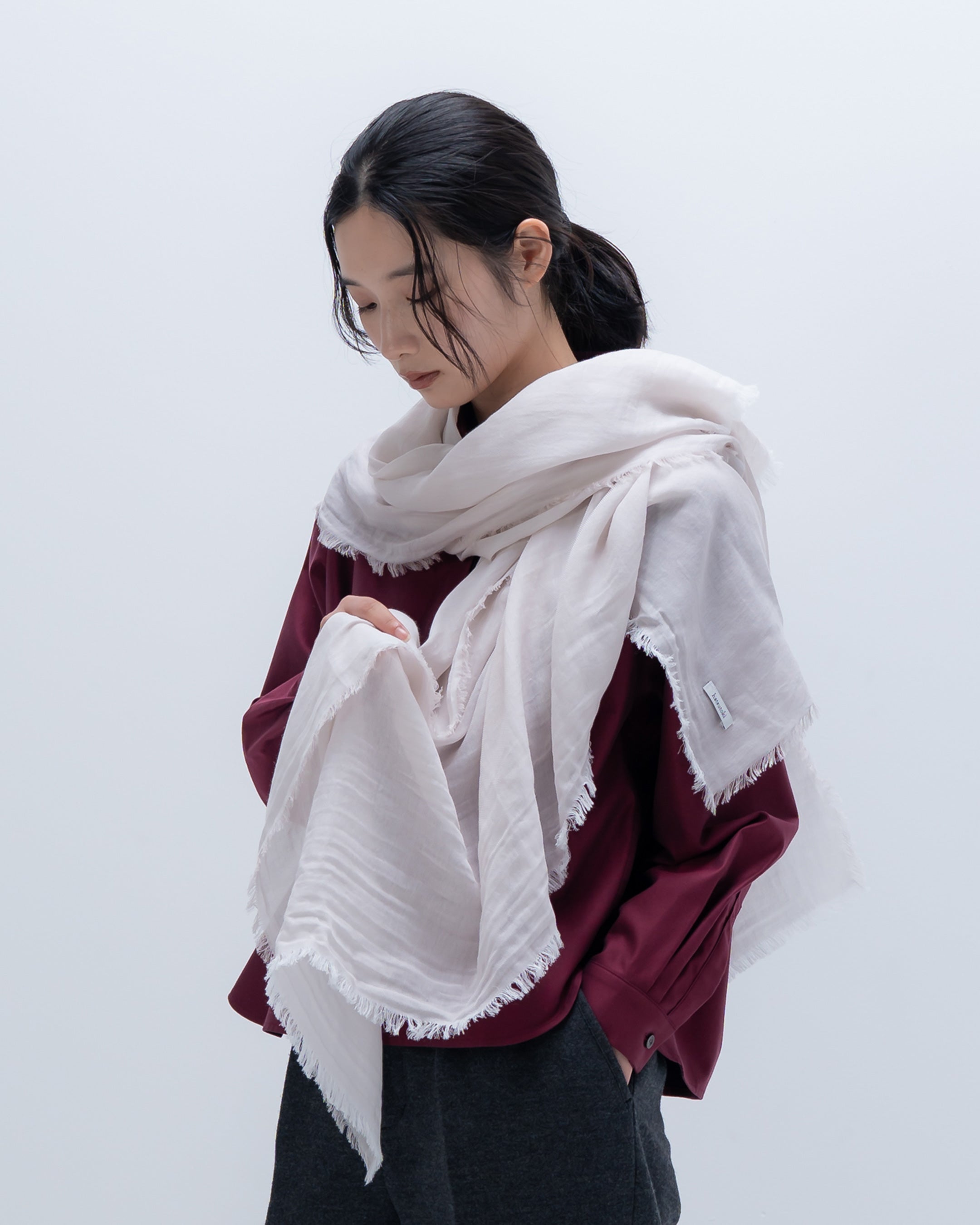 無地 コットンストール /綿/心地よい天然素材の播州織ストール/w-face