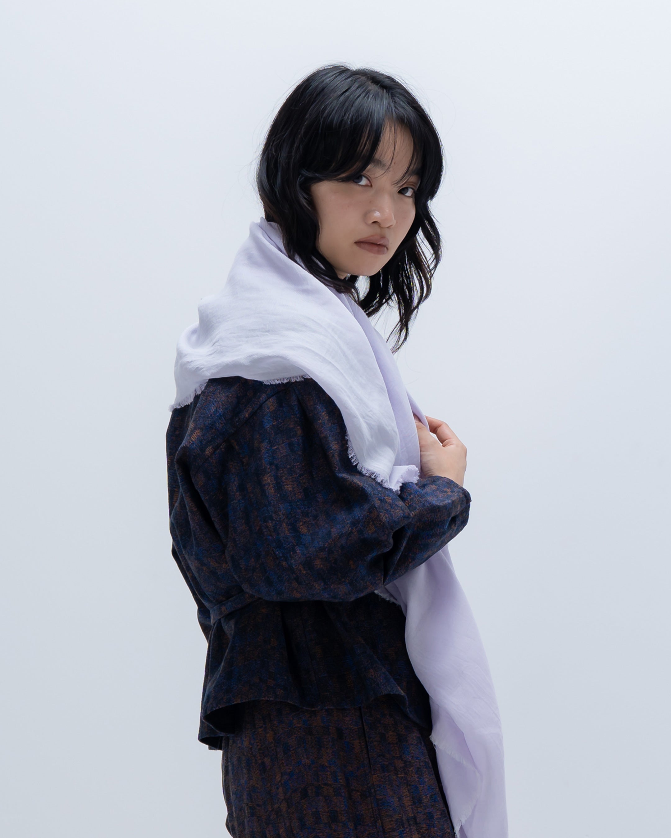 大判コットンストール 無地/綿/心地よい天然素材の播州織ストール/w