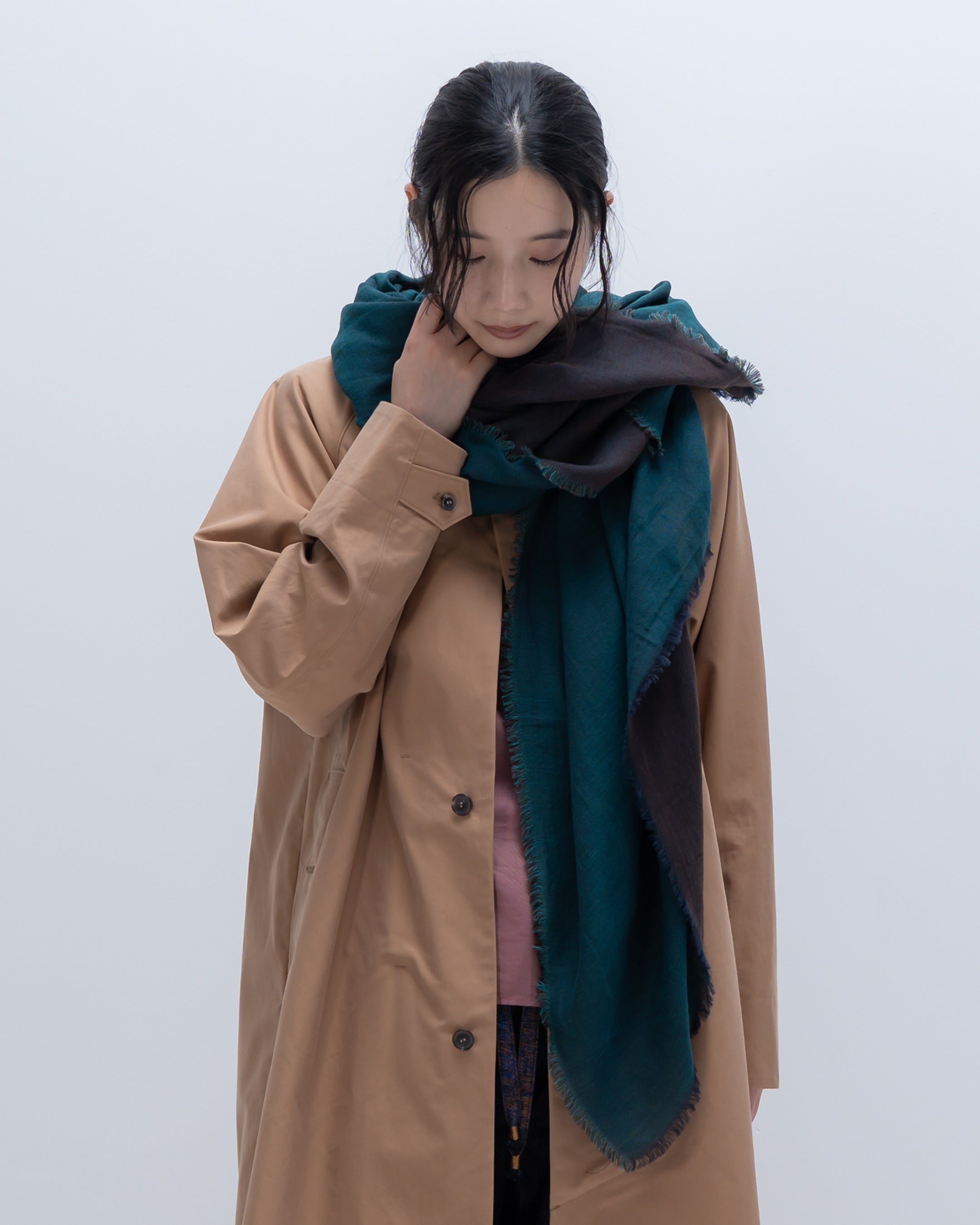 コットンストール 大判 無地/綿/心地よい天然素材の播州織