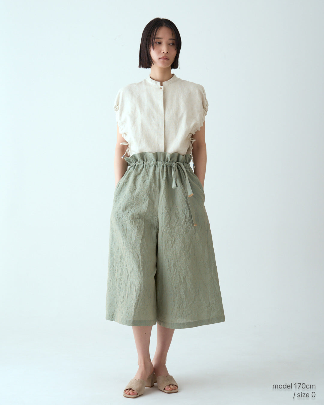 キュロット カーキ ヂェン先生の日常着｜キュロットワイドパンツ カーキ - ファッション