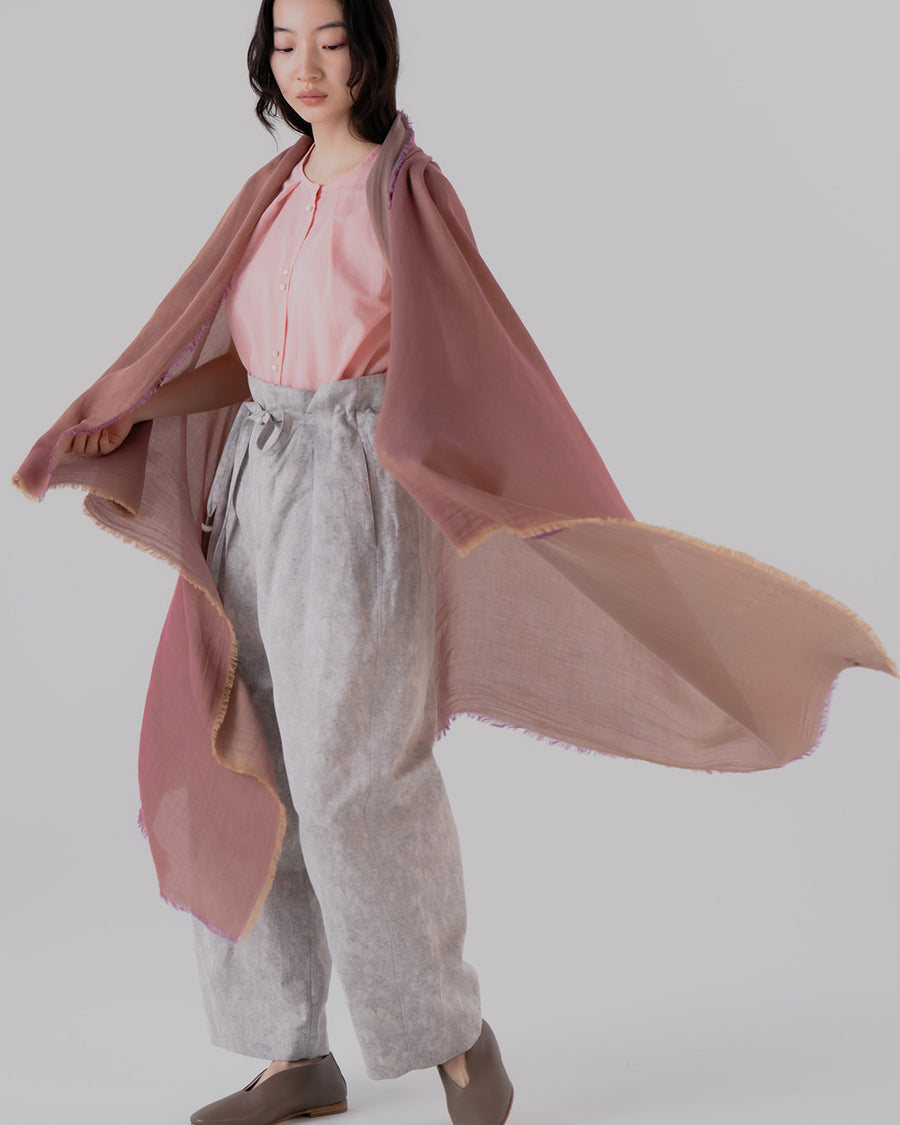 hatsutoki フリンジ ストール 大判 無地 ストール ピンク レディース ハツトキ【中古】6-0306G◎ 心地よい天然素材の播州織ストール/大判( L・M)/w-face ストール