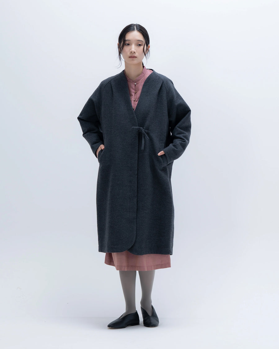 bush フランネルウール コクーンコート(チャコール)
