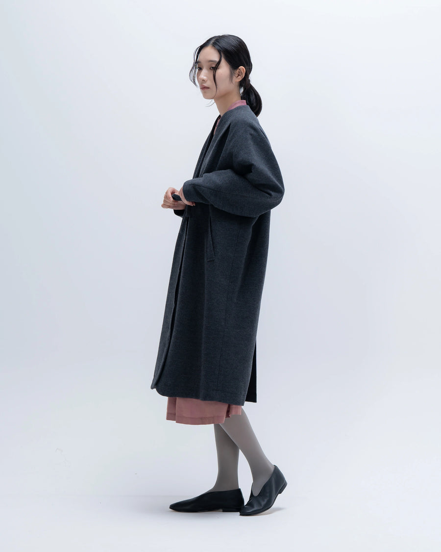 bush フランネルウール コクーンコート(チャコール)