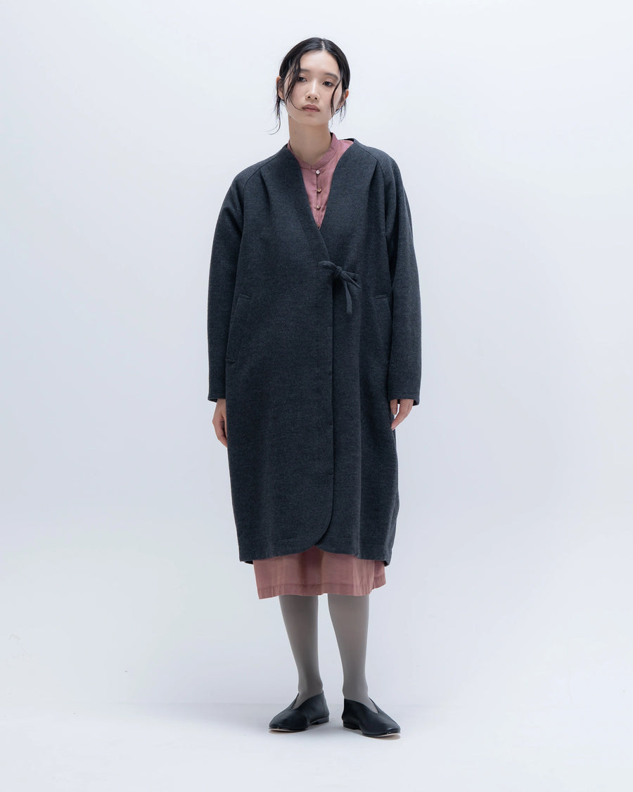 bush フランネルウール コクーンコート(チャコール)