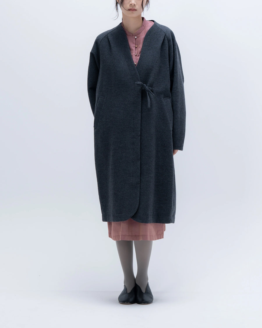 bush フランネルウール コクーンコート(チャコール)