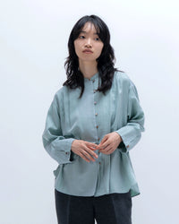 柔らかく空気をまとう播州織の上質ブラウス【日本製】w-face バンド