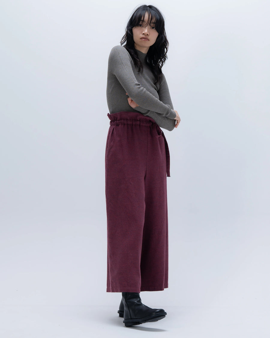grain twill イージーパンツ(ボルドー)