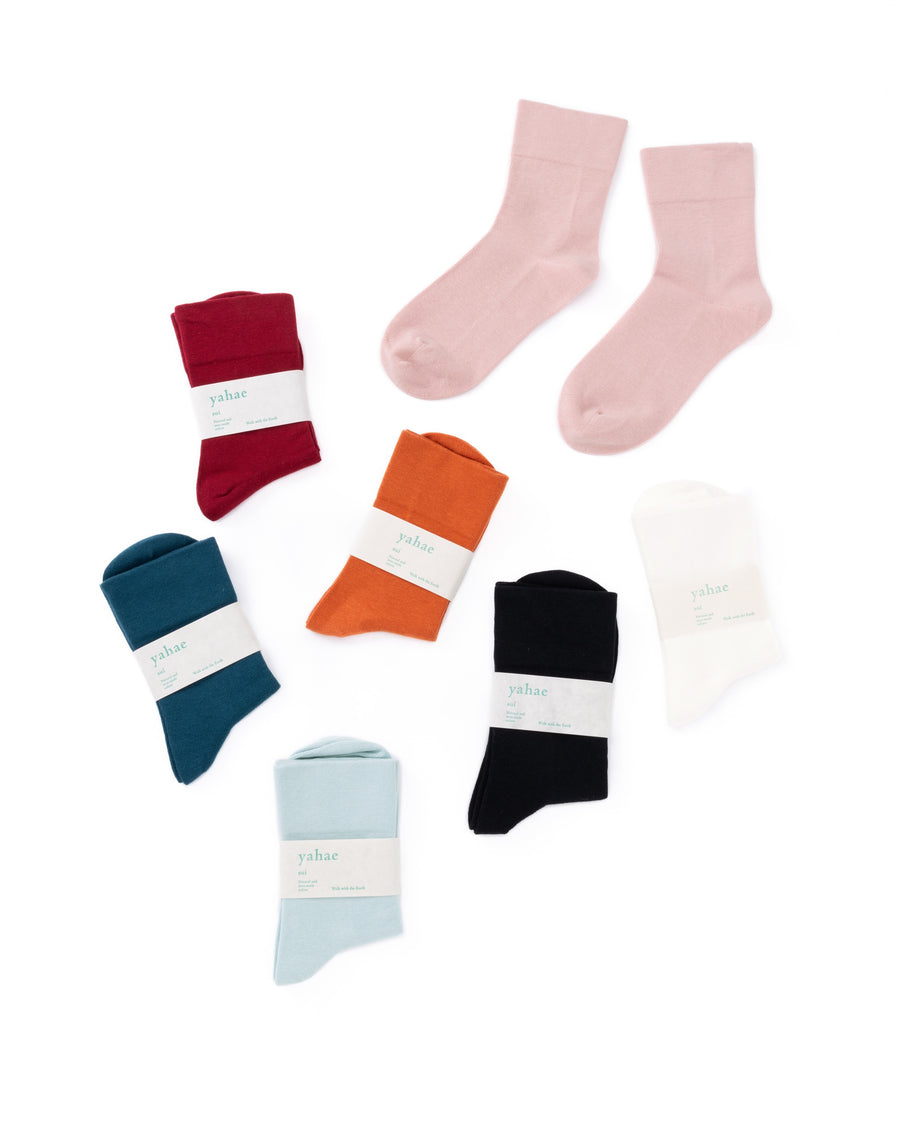 yahae / Organic Cotton Rubber Free Plain Socks