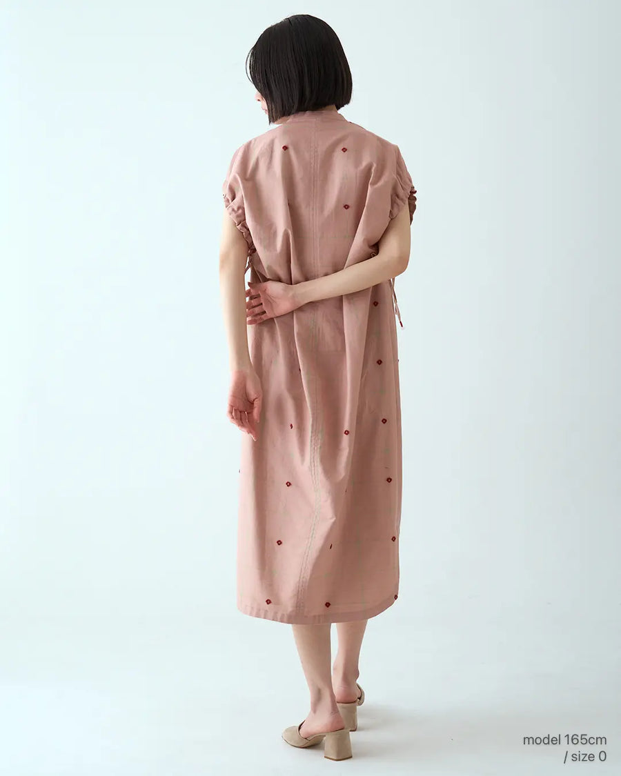 紫陽花 ギャザースリーブワンピース(アンティークピンク)