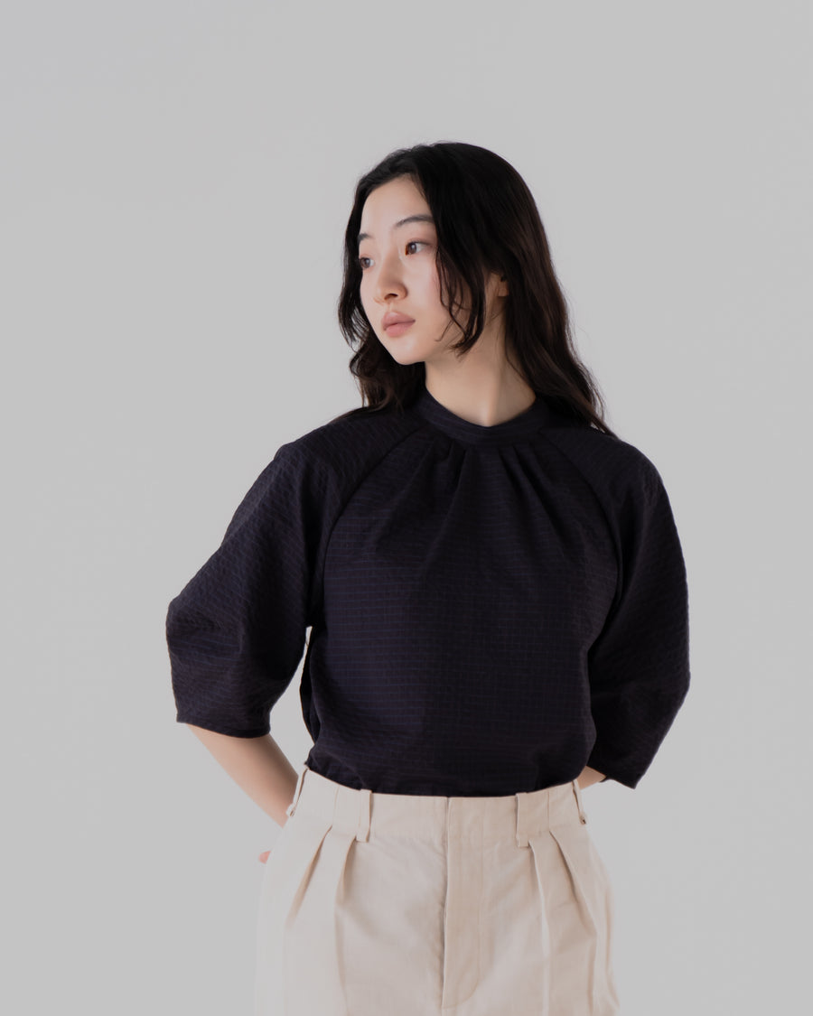 pebble checkブラウス(ネイビー) – hatsutoki ONLINE STORE