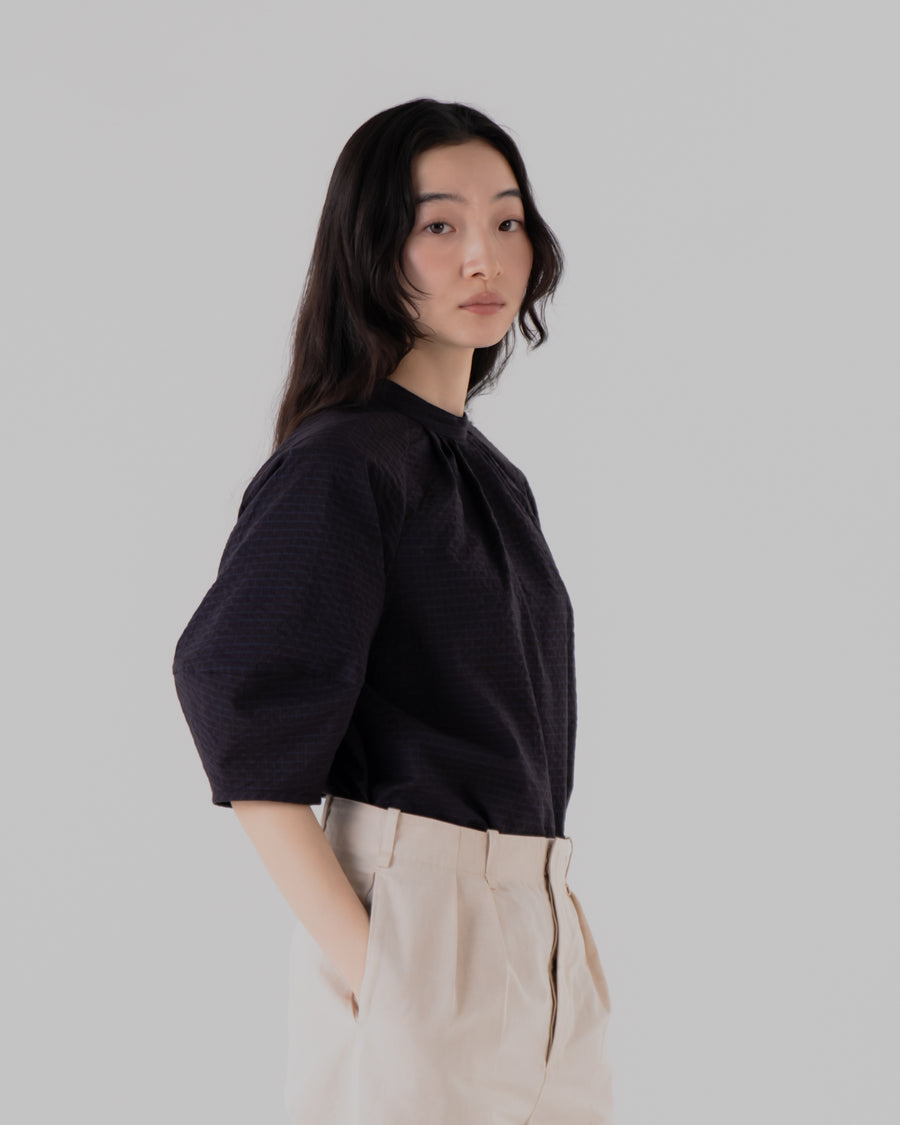 pebble checkブラウス(ネイビー) – hatsutoki ONLINE STORE