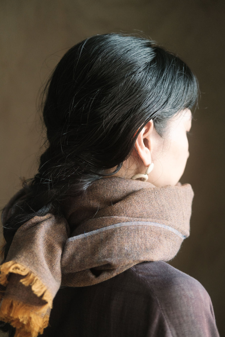 outlet / 琥珀 カシミヤストール(ブルーブラウン)