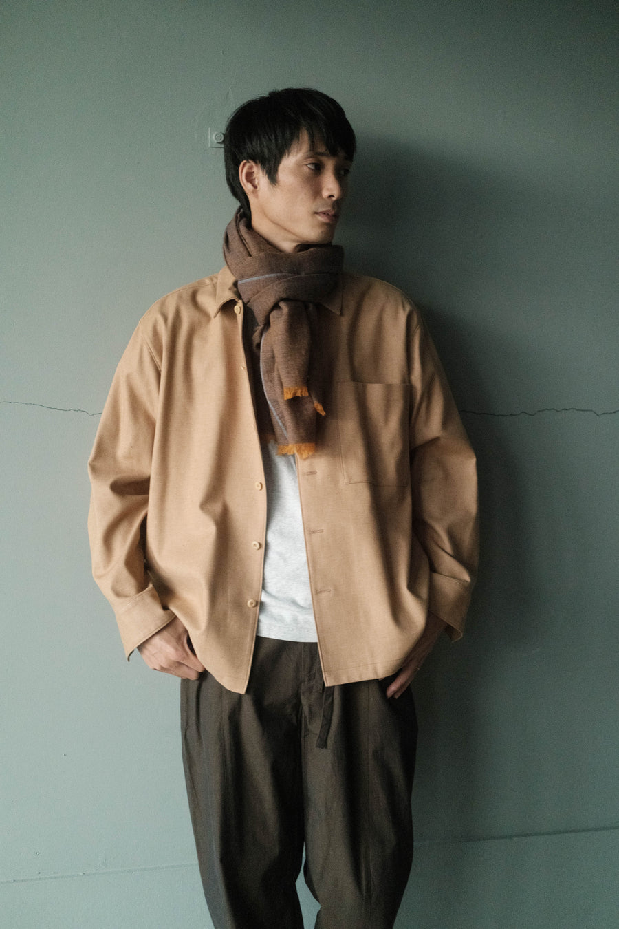 outlet / 琥珀 カシミヤストール(ブルーブラウン)