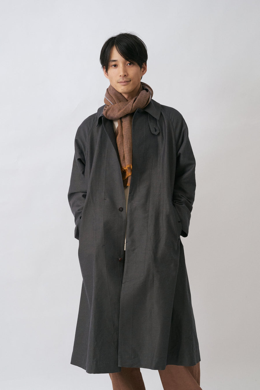 outlet / 琥珀 カシミヤストール(ブルーブラウン)